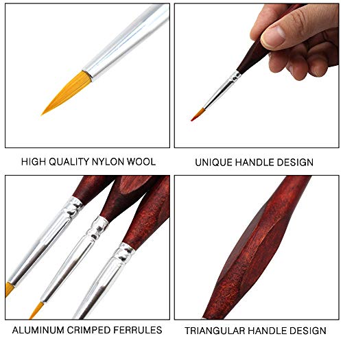 Mitini 7 Pieces Detail Paint Brush Set Miniature Artist Painting Brushes Painting Supplies for Watercolor Acrylic Oil Painting