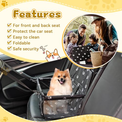 Flagest Dog Car Seat Reinforced Oxford Breathable Washable Foldable Car Seat for Dogs Cats Other Small Pets 40 x 32 x 24cm