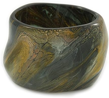 Avalaya Chunky Wide Dark Olive Green Resin Bangle Bracelet - 20cm L/Large, olive, dark green - Image 3