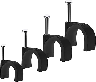 Abnii Cable Clips 400 Pcs 4 Sizes 4/6/8/10mm Steel-Nail Black Wire Tacks