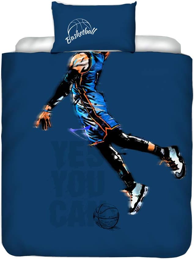DOTBUY Bedding Sets Duvet Cover Polyester Microfiber 3D Printing Bedding Sets 2Pcs, 1*duvet cover 1* matching pillowcases For Kids and Family (135x200cm, Flying basketball)