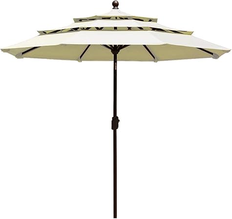 Amazon Com Eliteshade Sunbrella 9ft 3 Tiers Market Umbrella Patio Outdoor Table Umbrella With Ventilation And 5 Years Non Fading Top Natural Garden Outdoor