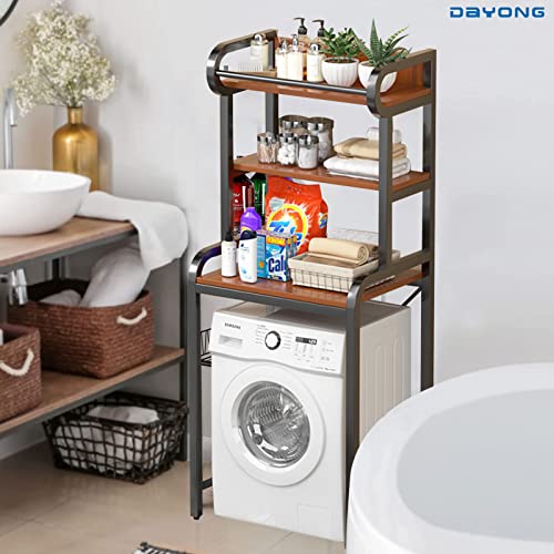 DAYONG Over Washing Machine Storage Rack, 3-Tier Laundry Organiser with Shelves, Bathroom Room Shelf, Shelving Units Clothes Dryers Shelf for Laundry Room, Balcony, Bathroom (Black)