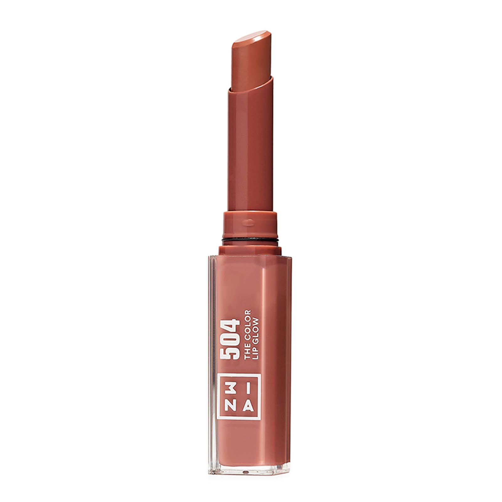 3INA MAKEUP - The Color Lip Glow 504 - Nude Colour Lip Balm with Shea Butter to Moisturise the Lips - Shiny and Glowy Colour Lipstick - Highly Pigmented Lip Colour