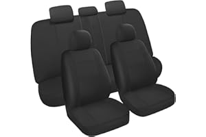 HAIYAOTIMES Car Seat Covers Full Set, Washable Breathable Premium Cloth Seat Covers for Cars, Car Interior Covers Universal Fit for Most Cars Sedan Truck SUV, Airbag Compatible, Black