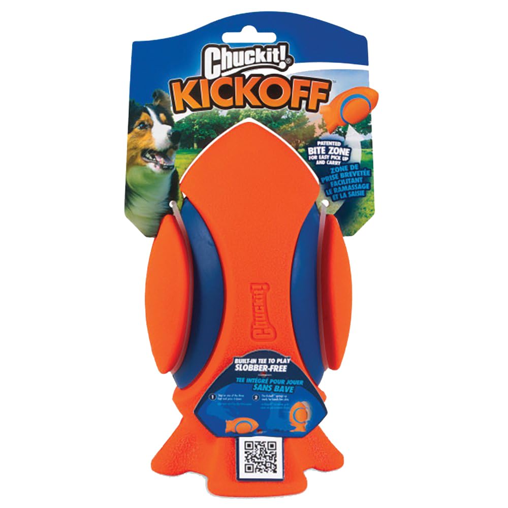 Chuckit! Kickoff Dog Toy – Interactive Football for Tossing, Durable Rubber, Floats on Water (Pack of 1)