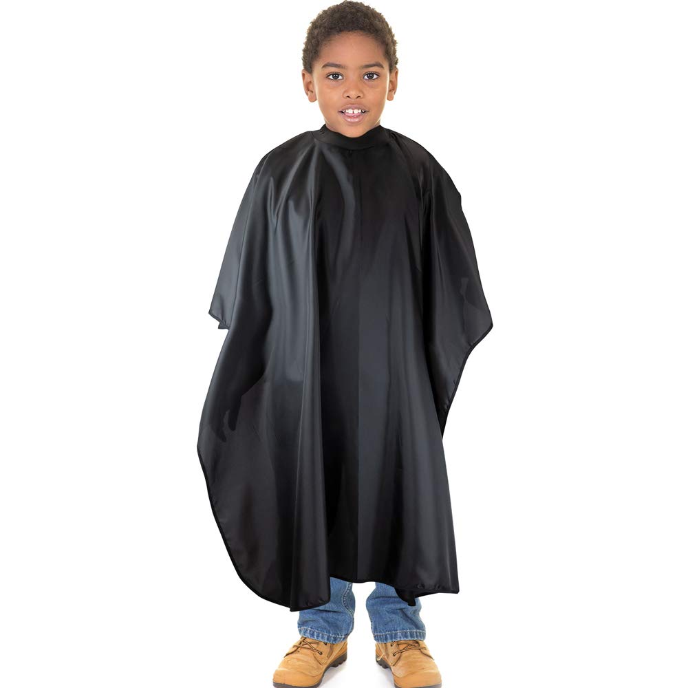 NeoCape Unigown PTFE Coated Children's Hairdressing Gown - Premium Barber Cape with built-in Neoprene HairStop Collar (Black)