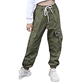 SANGTREE Girls & Womens Drawstring Cargo Jogger Pants,3 Years - Women 3XL