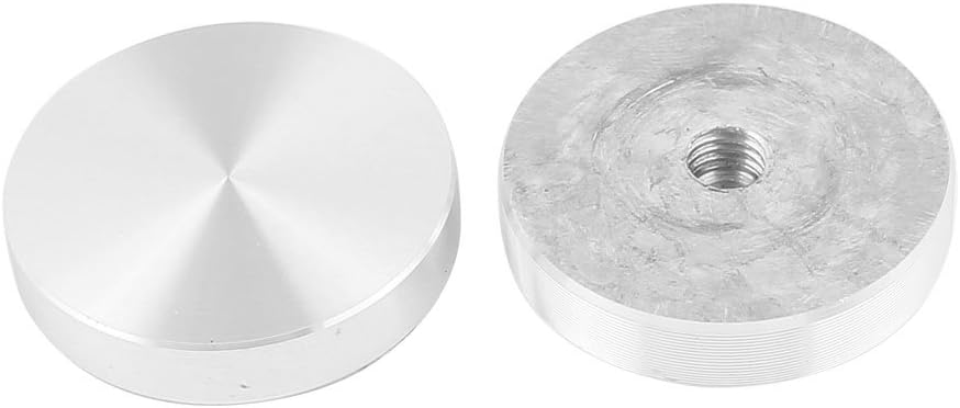 Sourcingmap M8 Thread39mm Diameter Round Shape Aluminum Disc Hardware 4pcs for Glass Table, Silver Tone - Image 3