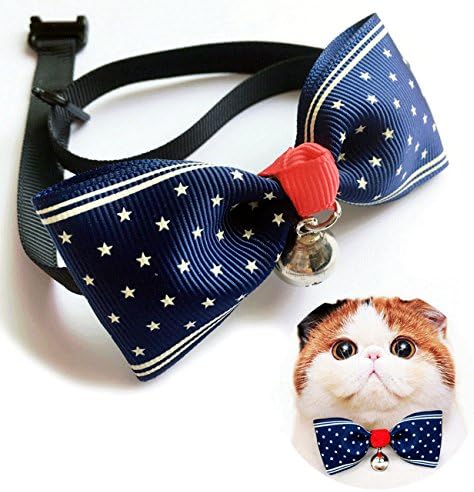 Miyoo Colorful Pet Bow Tie, Adjustable Fashion Cat Dog Rabbit Bow tie Collar with Bell, Pet Accessories Bowtie for Small Cats Kitten Dogs Puppy. (1)