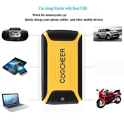 Coocheer 9000mAh Portable Car Jump Starter and Phone Power Bank with LED Flashlight Waterproof IP-65 Auto Battery Booster