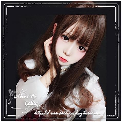 23" Women Girls Japan Harajuku Elegant Sweet Lolita Natural Looking Daily Wear Cute Healthy Long Brown wave Curly Kanekalon Full Wig Cosplay
