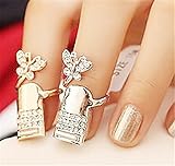 Epiestore(TM) Butterfly Rhinestone Nail Ring(Random Color)