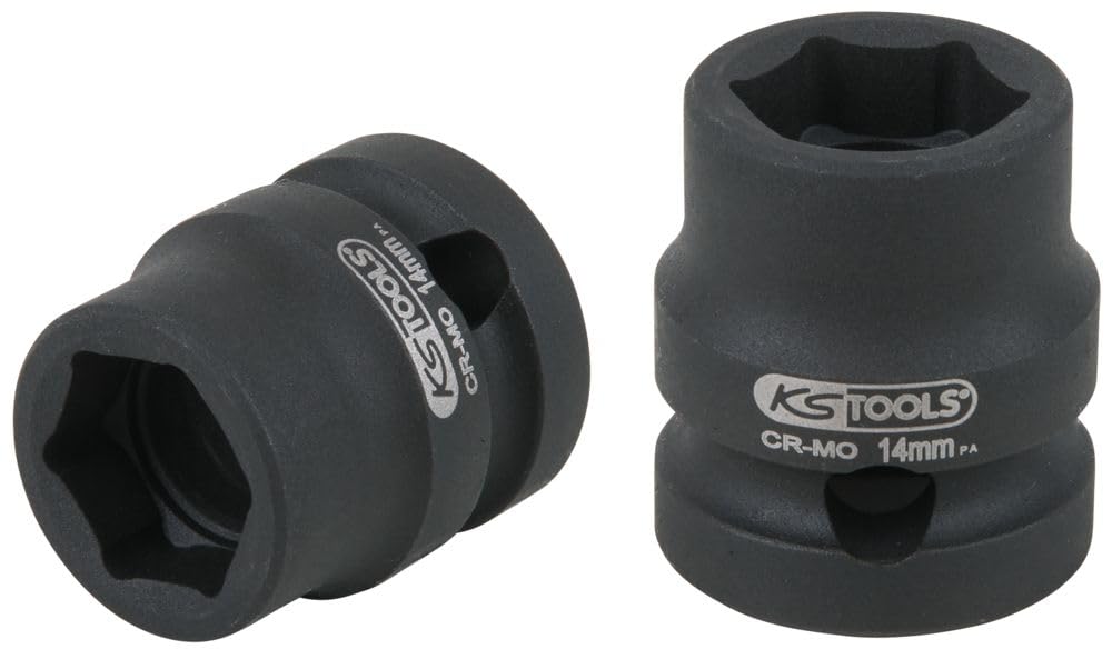 'KS Tools Plastic 515.0061 1/2 Drive Hex Impact Socket, Extra Short, 14 mm