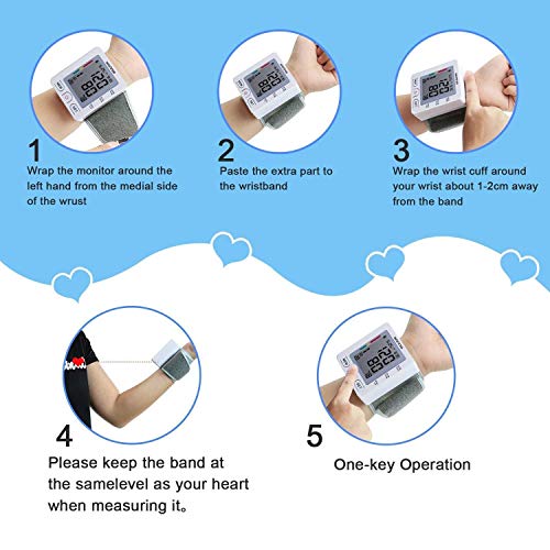 Hermano Digital Wrist Blood Pressure Monitor Automatic Heart Rate Detection Heartbeat BP Monitor Large LCD Display Portable Case for Home Use - Thumbnail 5