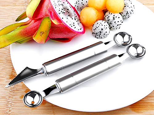 Fruit Vegetable Cutter Shapes Set, Mini Pie and Cookie Stamps Mold(8 pcs) with Melon Baller Scoop ＆ Carving Knife, Stainless Steel, DIY Fun Food Decorating Tools Baking Craft Supplier for Kitchen - Thumbnail 3