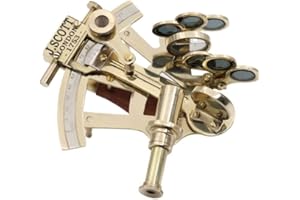 RII Pocket Sextant, Nautical Navy Sailors Brass, Celestial Navigation with Movable Telescope, Determine Latitude & Longitude,