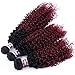 Kinky Curly Synthetic Hair Weave 16 18 20 Inches 3 Bundles Black and Burgundy Ombre Synthetic Hair Extensions