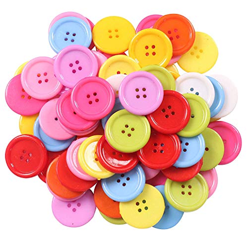 YAKA 50pcs Big Button Mix Fancy Round Plastics Button Overcoat 4 Holes Buttons DIY Craft Sewing Buttons for crafts1.2inch