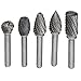 Drillpro 5Pcs 12MM Head Tungsten Carbide Rotary Point Burrs Die Grinder 6mm Shank Cutter