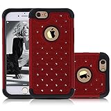 iPhone 6 Plus Case, NOVT All-Around Bling Shockproof iPhone 6/6S Plus Case Cover 5.5 Inch Anti-Scratch Durable Dual Layer Hard Plastic Phone Case with Soft Rubber Protection for iPhone 6 6S Plus (Red)