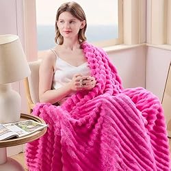 NEWCOSPLAY Super Soft Throw Blanket Hot Pink