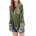 Sannysis Womens Long Sleeve Round Neck Loose Shirt Blouse Tops (XL, Green)