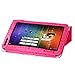 KuRoKo Slim Classic Flip PU Leather Folio Case for RCA Voyager II 7 / RCA Voyager 7 (2016, 2017) / RCA 7 Voyager Pro Tablet (Cute Hot Pink)