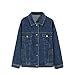 Loose Women Blue Washed Pocket Button Boyfriend Denim Jacket Coat(M-Chest 42.5'', Blue)