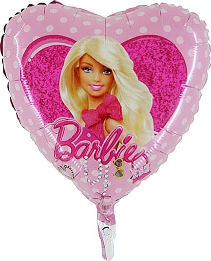 Toyland® 45cm (18") Heart Shaped Barbie Character Foil Balloon With Polka Dots - Kids Party Decorations
