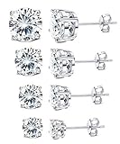 Milacolato 4 Pairs Sterling Silver Stud Earrings