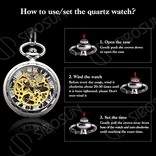 SIBOSUN Mechanical Pocket Watch for Men Pocket Watch with Chain Steampunk Skeleton Antique Men Women Pocket Watches