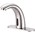 Yodel Faucet Touchless Bathroom Sink Faucet - Automatic Motion Sensor Restroom Toilet Faucet - Battery or 110V AC Operated for Commercial Lavatory, Brushed Nickel