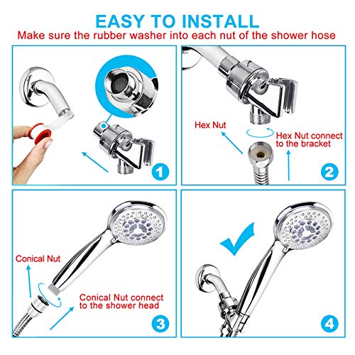 Chrider Handheld Shower Head with Hose High Pressure 5 Spray Settings