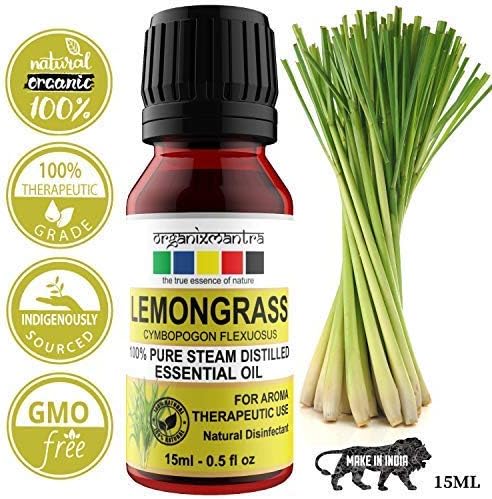Organix Mantra Lemongrass Essential Oil, 100% Steam Distilled Natural, Pure And Organic (15Ml)