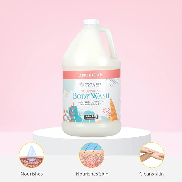 GINGER LILY FARMS BOTANICALS NOURISHING BODY WASH, 100% VEGAN & CRUELTY-FREE, APPLE PEAR SCENT, 1 GALLON REFILL (128 FL OZ)