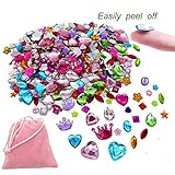 300PCS Self Adhesive Rhinestones Jewels Stickers for crafts Kids Jumbo Bling Crystal Gems 10 Shapes Color Rhinestones，size ：8mm to 16mm with glue Stickers in flat back for Arts & Crafts Projects (300)
