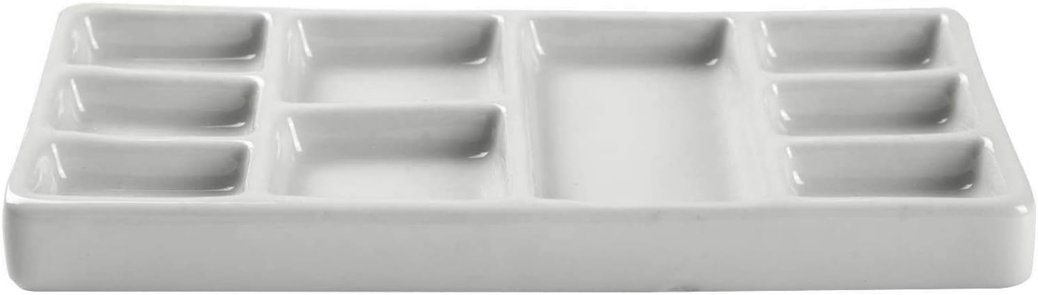MEEDEN 9-Well News Ceramic Rectangle Artist Paint Palette for Watercolor Gouache Acrylic Oil Painting 6-4/5 by 3-1/3-Inch - Image 5