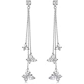 Zircon Butterfly Tassel Earrings for Women Long Colours Crystal Imitation Pearl Dangle Earrings Rhinestone Butterfly Drop Earrings