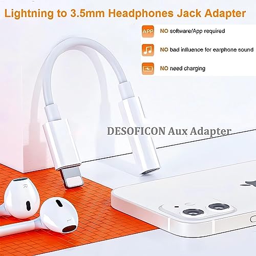 Apple MFi Certified] iPhone Headphone Adapter,2 Pack Lightning to