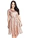 ACKKIA Womens Sequin Cocktail Party Short Sleeves Bridesmaid A Line Skater Dress