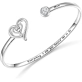 SHAOAN 925 Sterling Silver Inspirational Heart Cuff Bracelet Mother Daughter Matching Bracelet Mother's Day Birthday Love Jewelry Gifts for Mom and Daughter