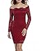 ACEVOG Women's Cocktail Party Dress Long Sleeve Bodycon Elegant Dresses (Medium, Wine Red)