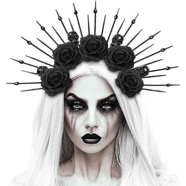 Amazon.com: USUKUSI Black Rose Skeleton Goddess Halo Crown  display picture 2