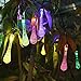 DecorNova 30-LED Solar Raindrop String Lights Waterproof for Outdoor Garden Party Christmas,20 Feet,Multi Color