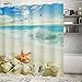 ABxinyoule Starfish Beach Shower Curtain Set Seashell Beach Theme Waterproof Polyester Fabric Bathroom Decor 72 x 72 inch