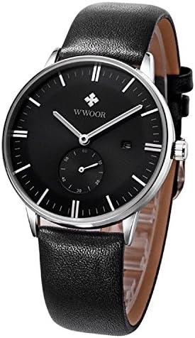 fashion Men'ssports watch Circular Black Waterproof Leather Quartz/Calendar/Luminous