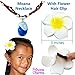 Moana Necklace & Flower Hair Clip (Gift Set) - Disney Costume Party Favor Accessories for Girls, Heart of Te Fiti, Blue Pendant, Leather, Pearl for Children Adults Kids Toys Princess Birthday Cosplay