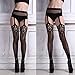 BEN XI Women's High Waist Fishnet Tights Suspender Pantyhose Thigh High Stockings, Lace Patterned One Size