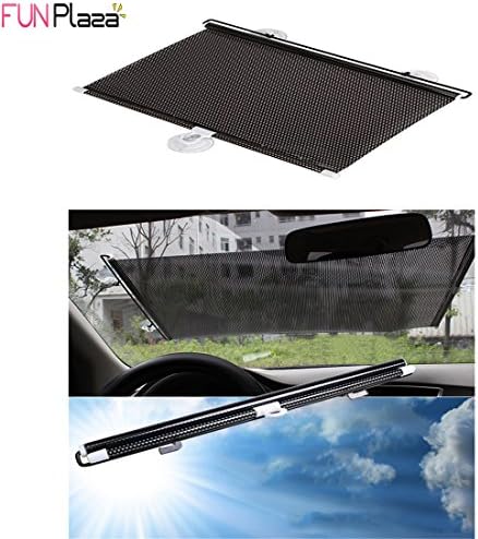 Funplaza SunShade Windshield Retractable Car Window Roller Block UV Blinds for Woman Children Protection Black (40 x 125cm)